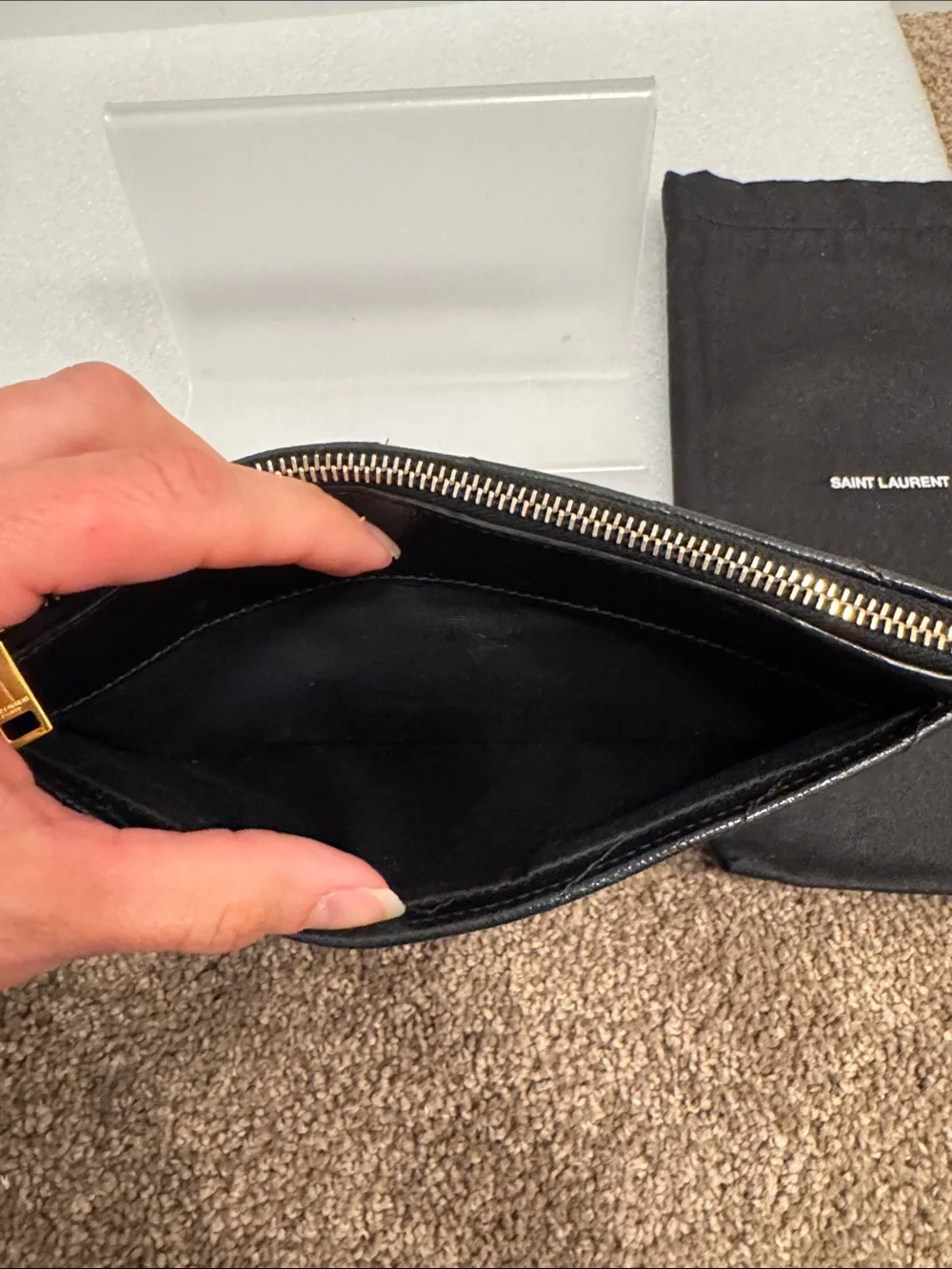 YSL yves saint laurent black monogram quilted wallet clutch with box dustbag - Picture 7 of 10